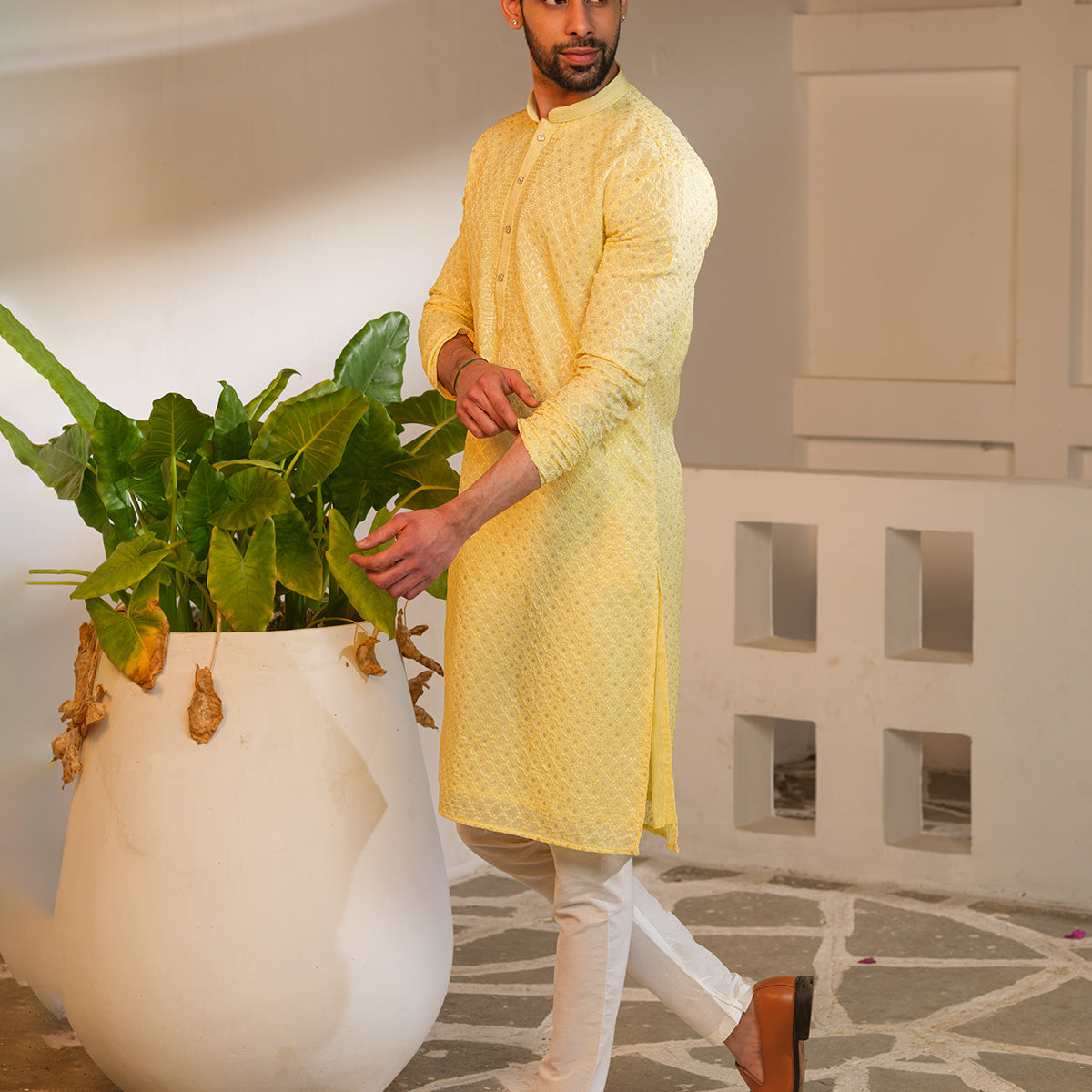 All Over Embroidery & Sequence Work Kurta Set