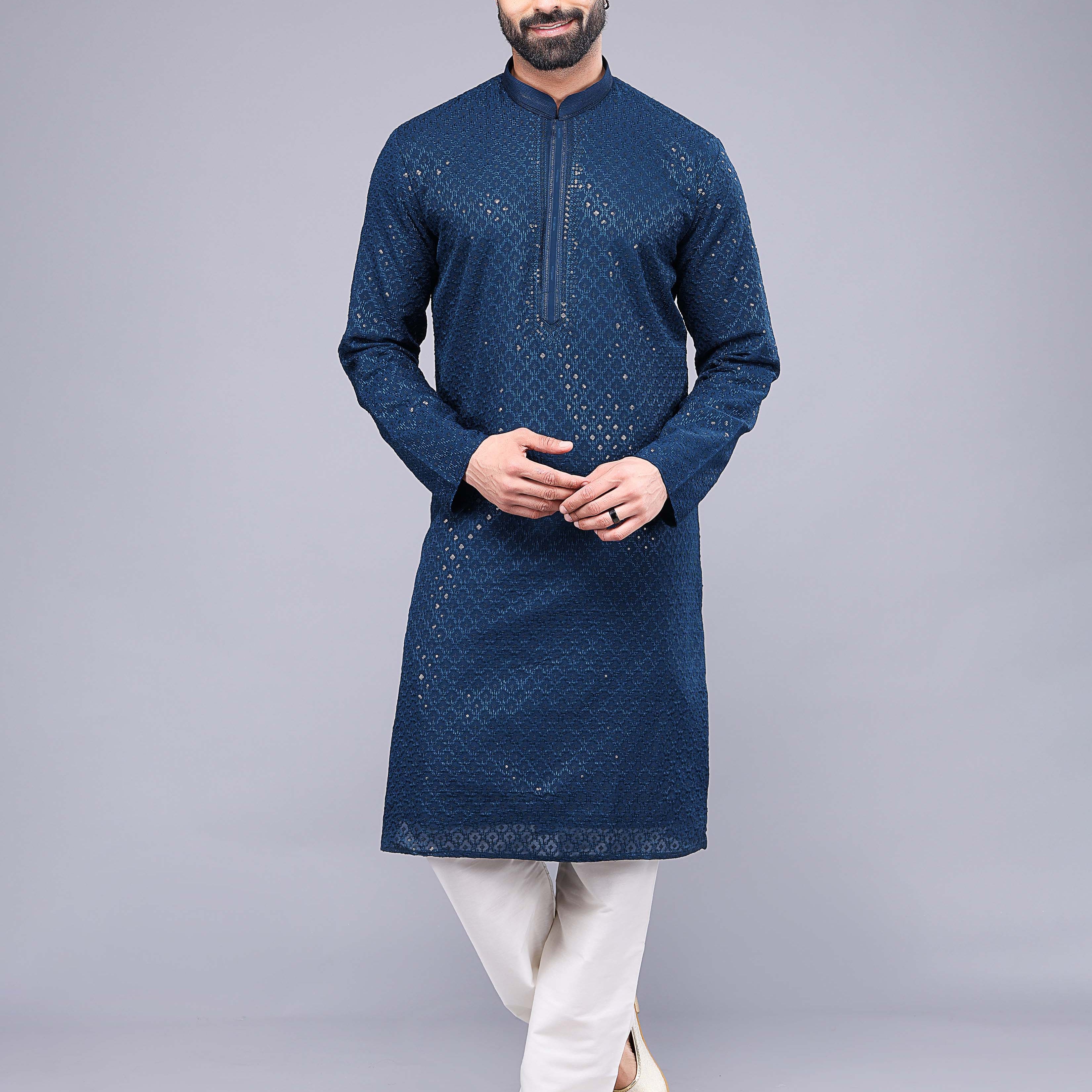All Over Embroidery & Sequence Work Kurta Set