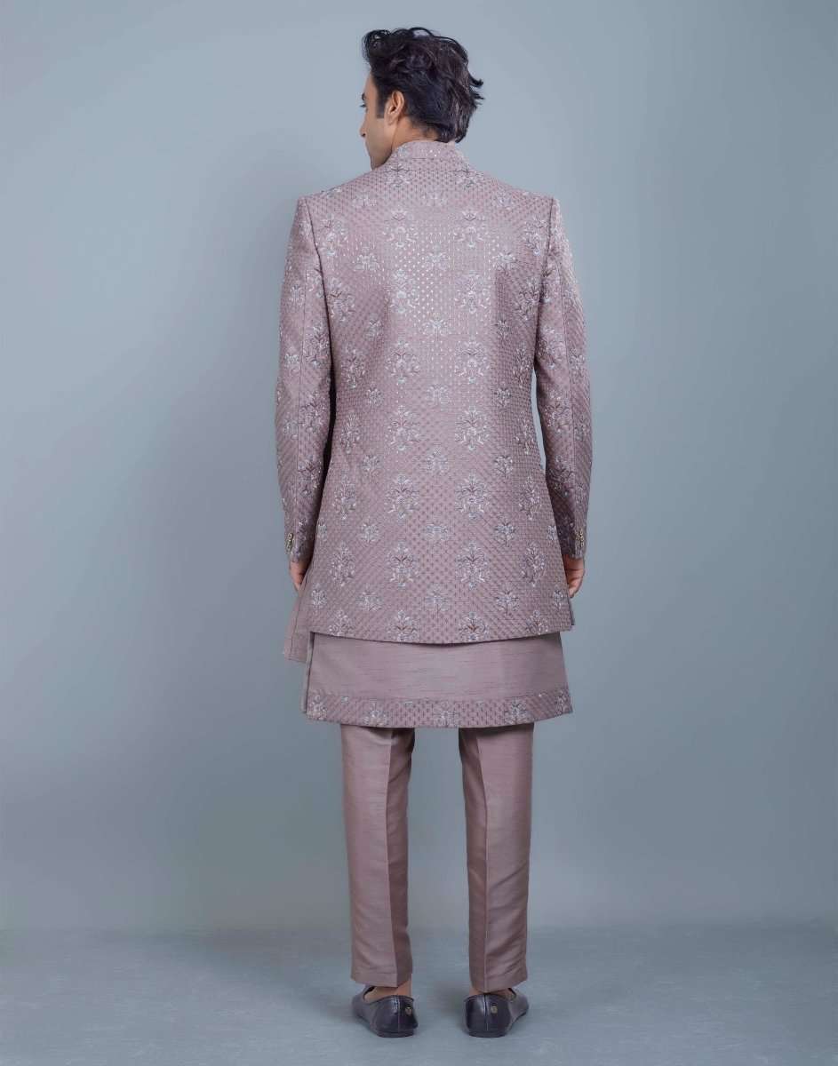 Colorful Thread Embroidery Open Jacket With Dupatta