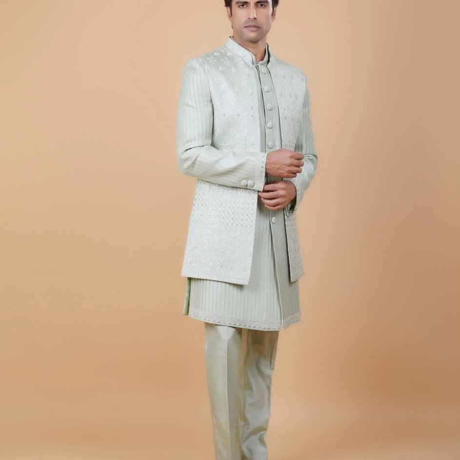 All Over Beautifully Crafted Embroidery Open Jakcet Style