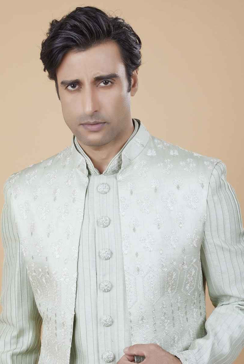 All Over Beautifully Crafted Embroidery Open Jakcet Style