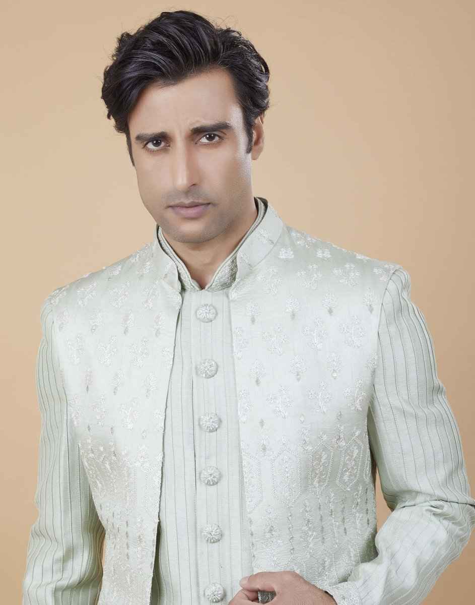 All Over Beautifully Crafted Embroidery Open Jakcet Style