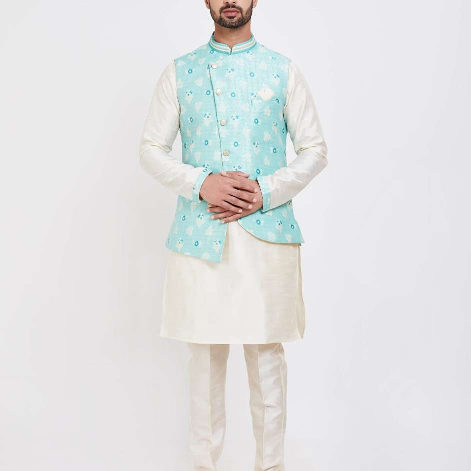 Self Brocade Kurtha Set