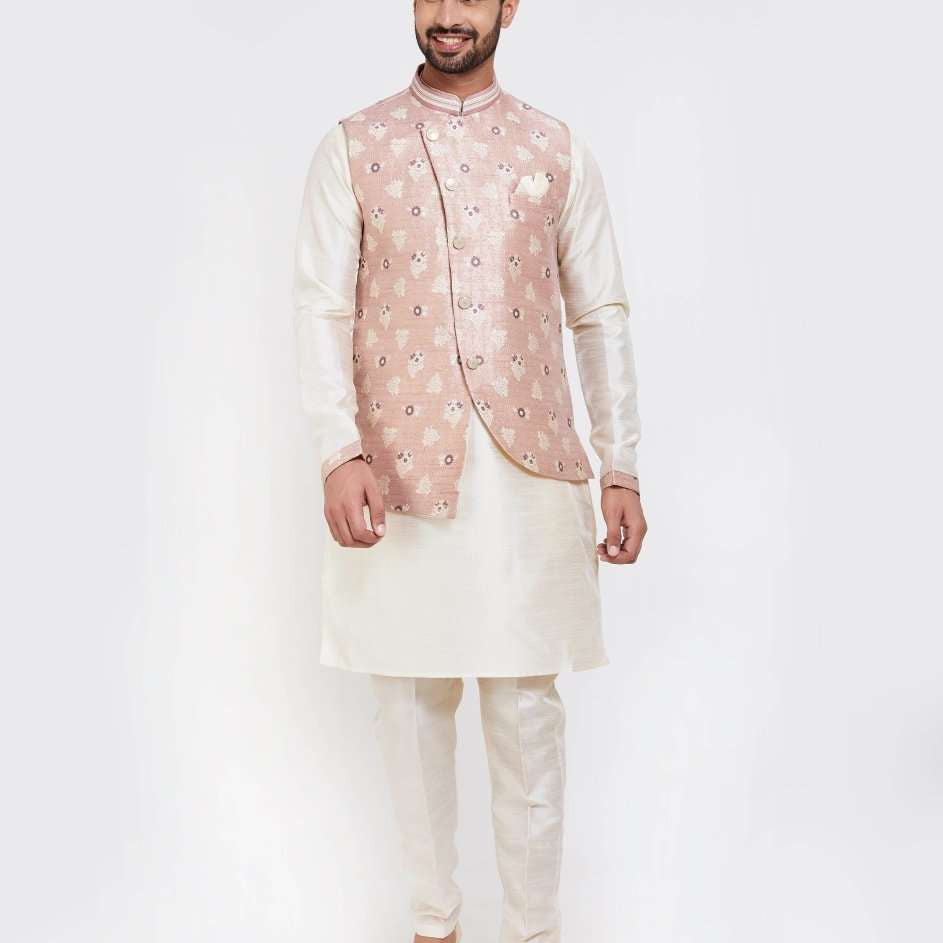 Self Brocade Kurtha Set
