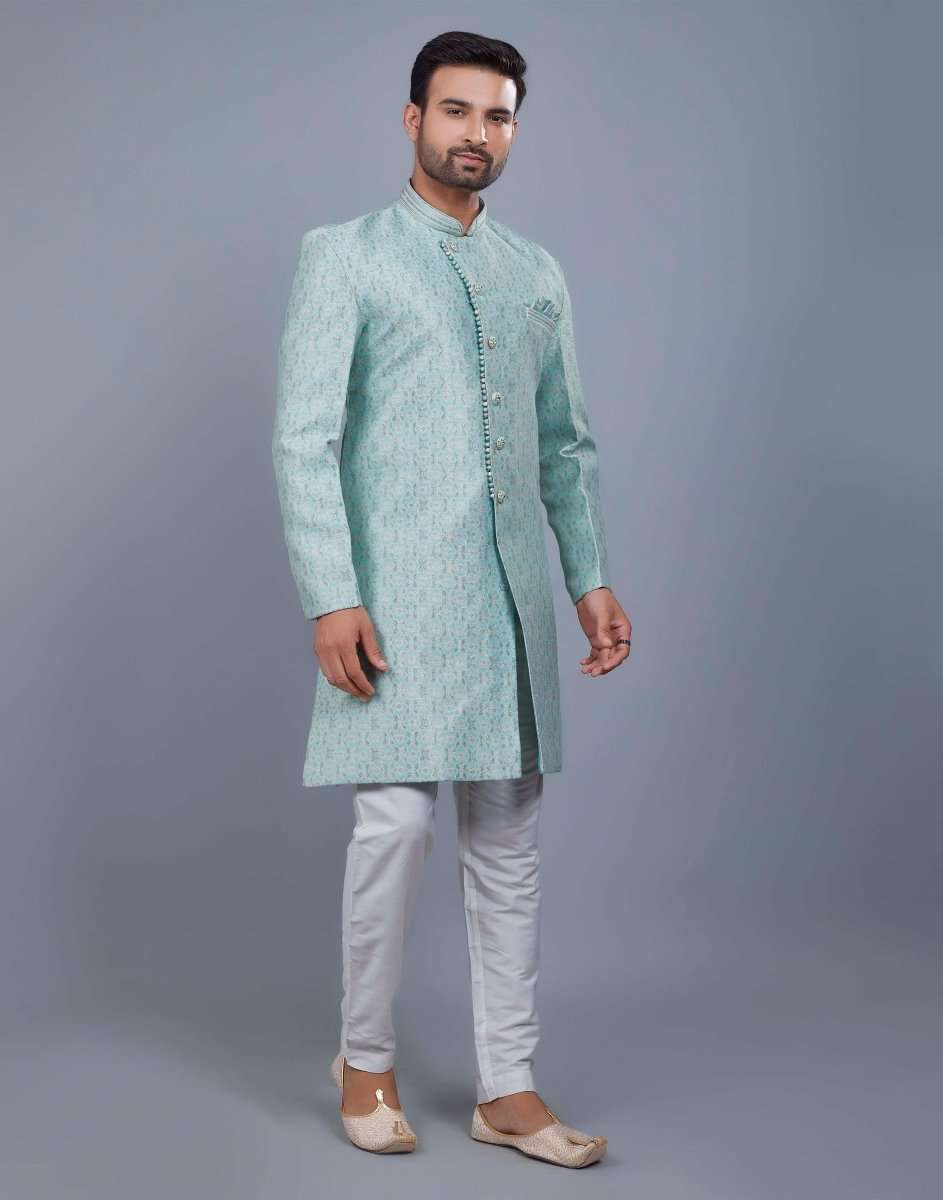 Self Brocade Work Semi Indo Style