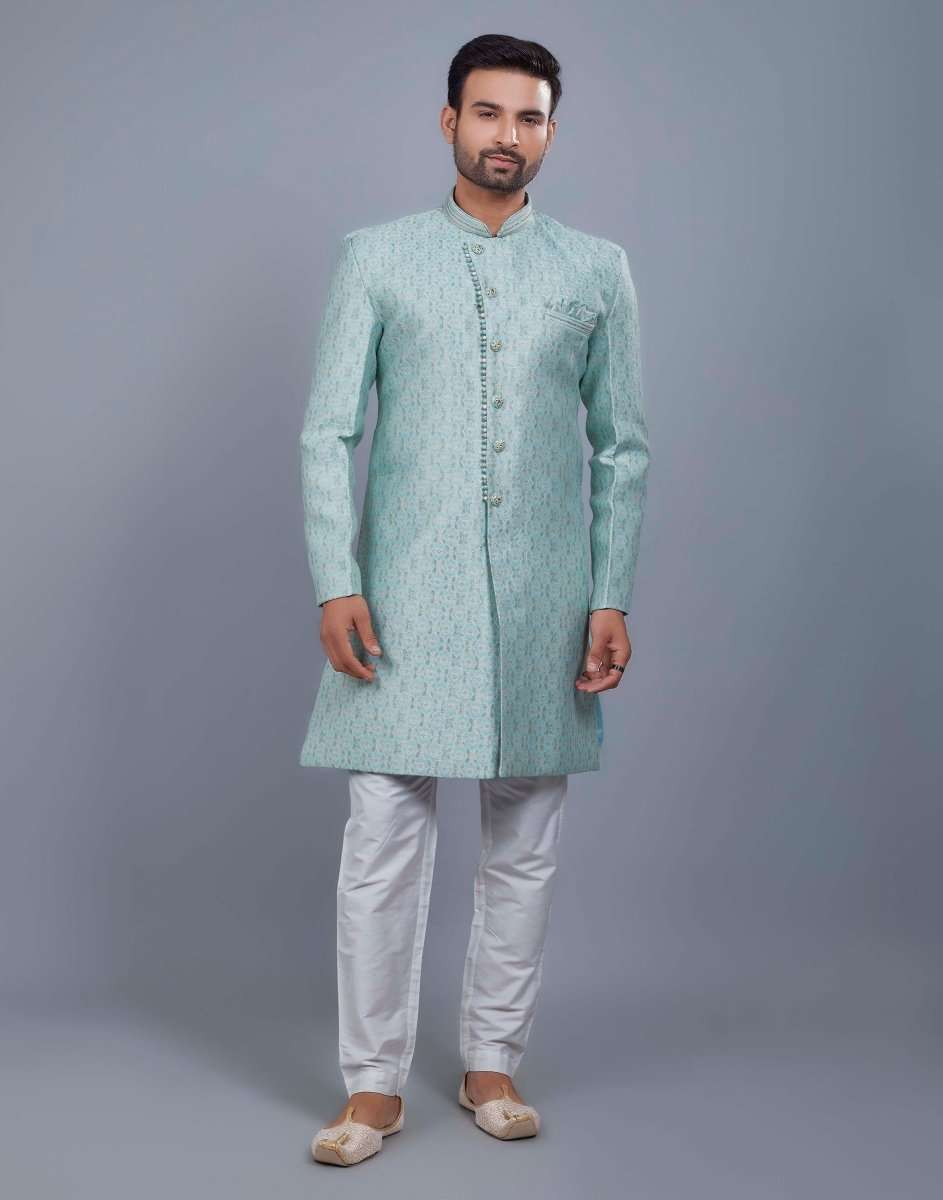 Self Brocade Work Semi Indo Style