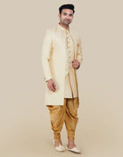 Cream Self Brocade Indo Open Jacket