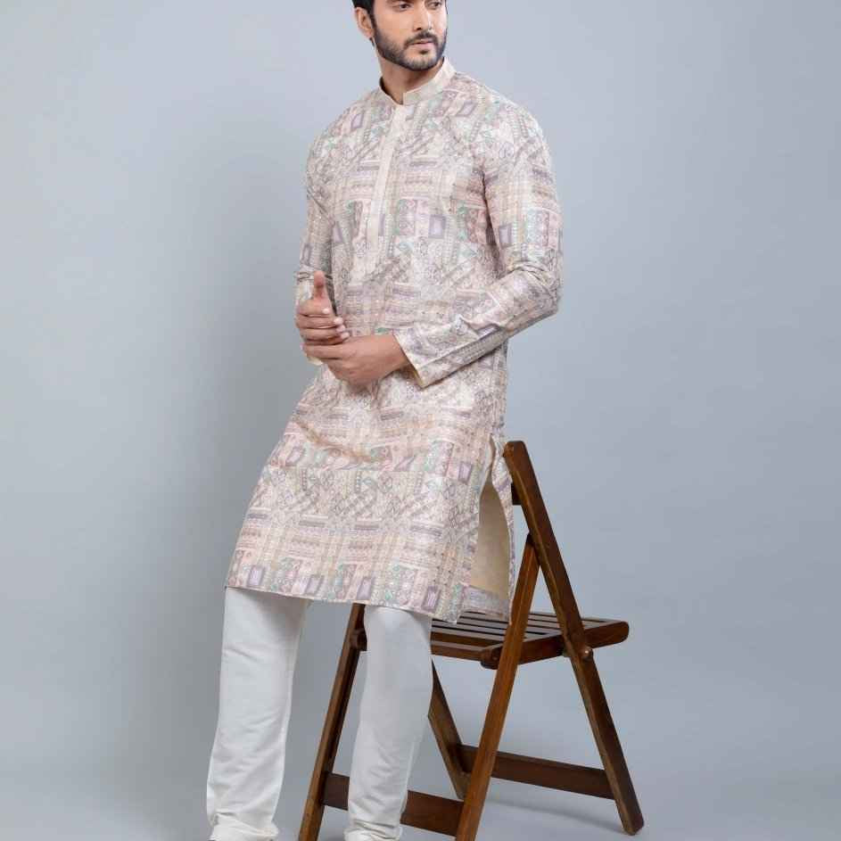 All Over Printed With Silk Zari Work Kurta Set
