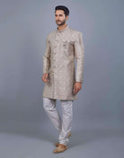 Jacquard Silver Motive Style Indo Western Style