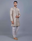 Jacquard Silver Motive Style Indo Western Style