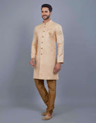 Self Broacde Silver Zari Work Semi Indo