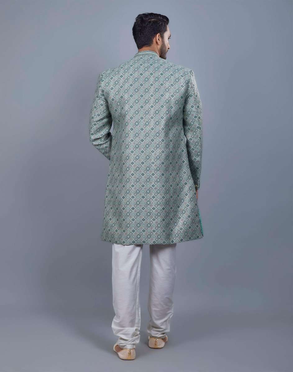 Self Brocade Semi Indo Pattern