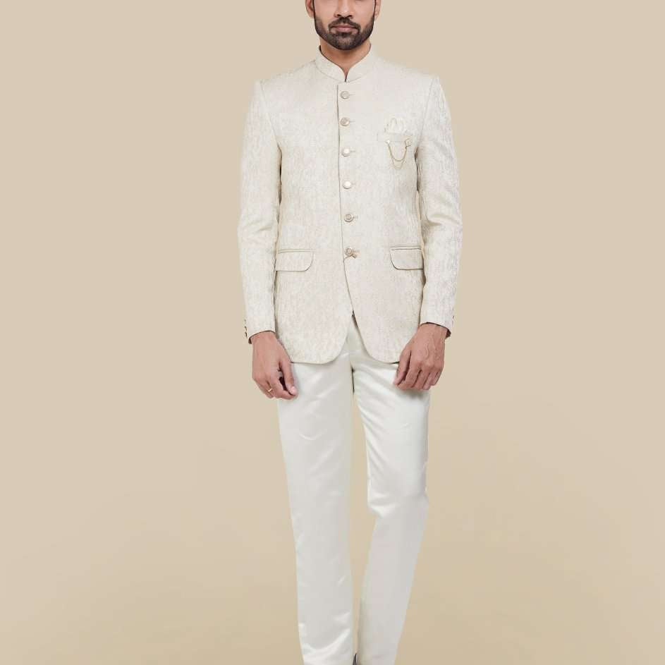 Self Textured Plain Bandhagala Set