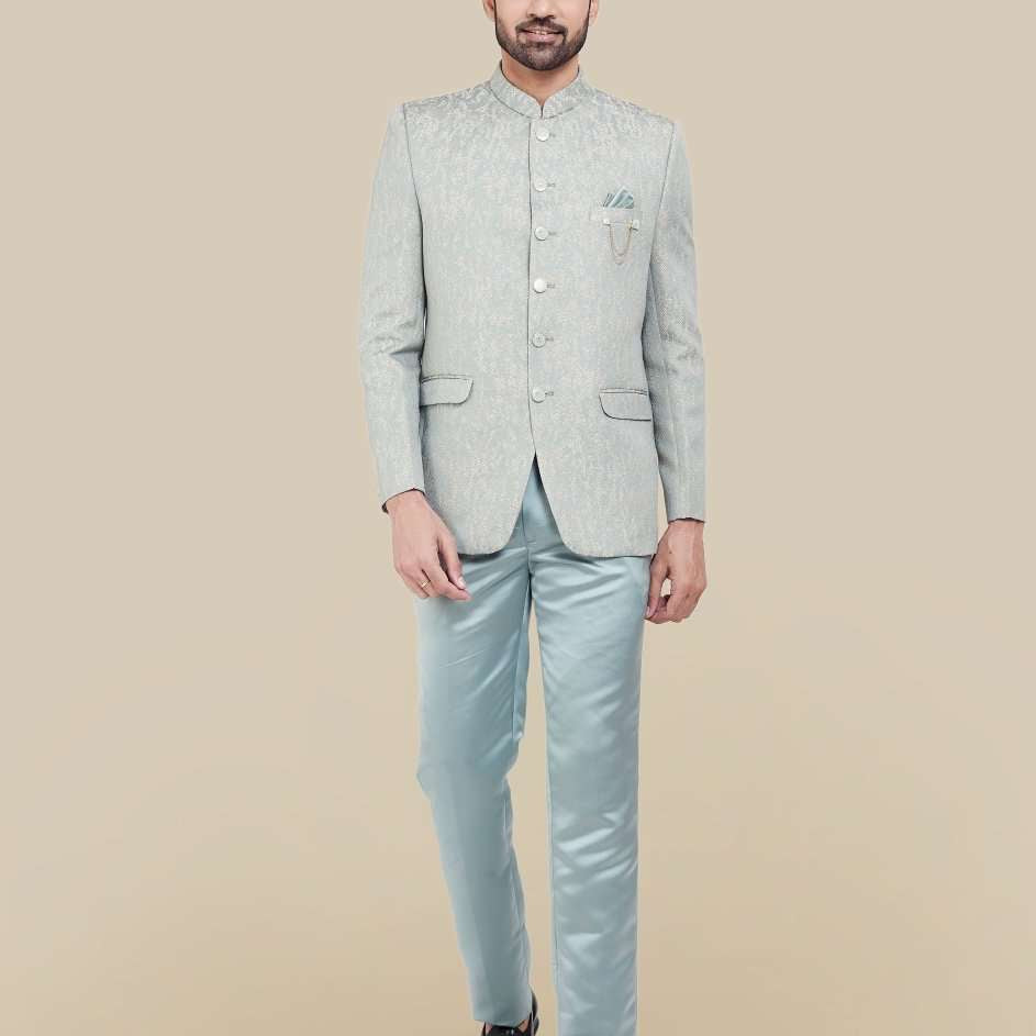 Self Textured Plain Bandhagala Set