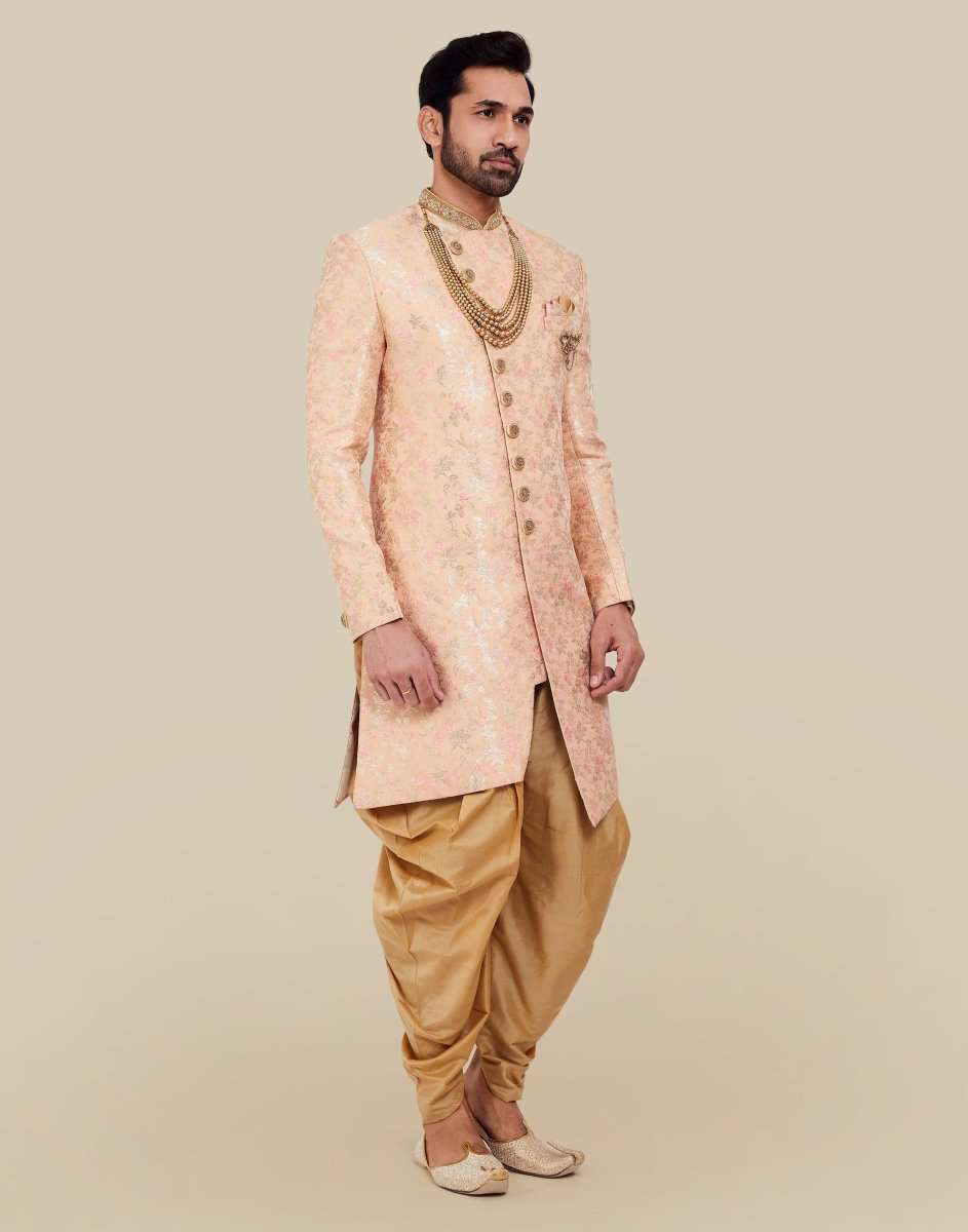 Self Highlighted Design Indo Western Sherwani