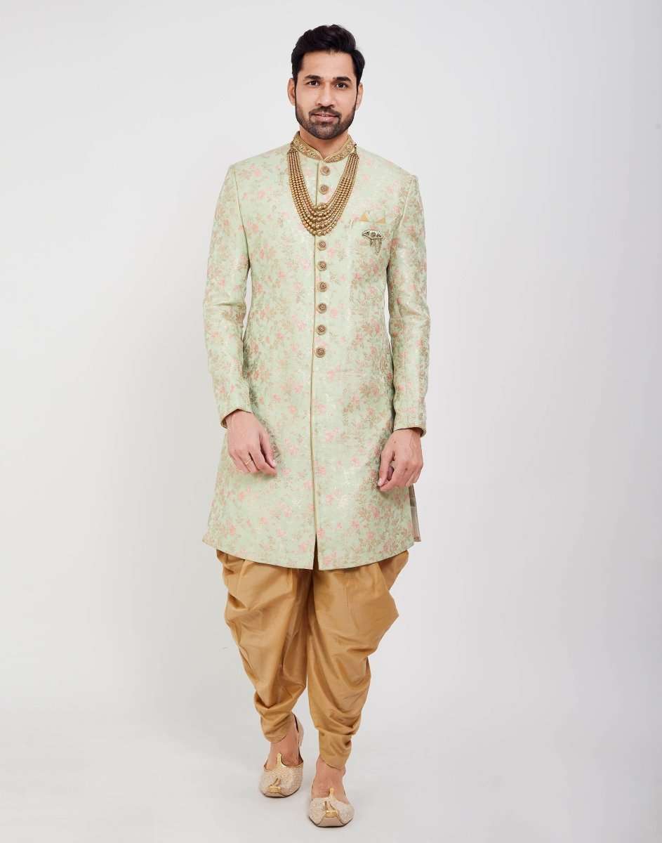 Self Highlighted Design Indo Western Sherwani