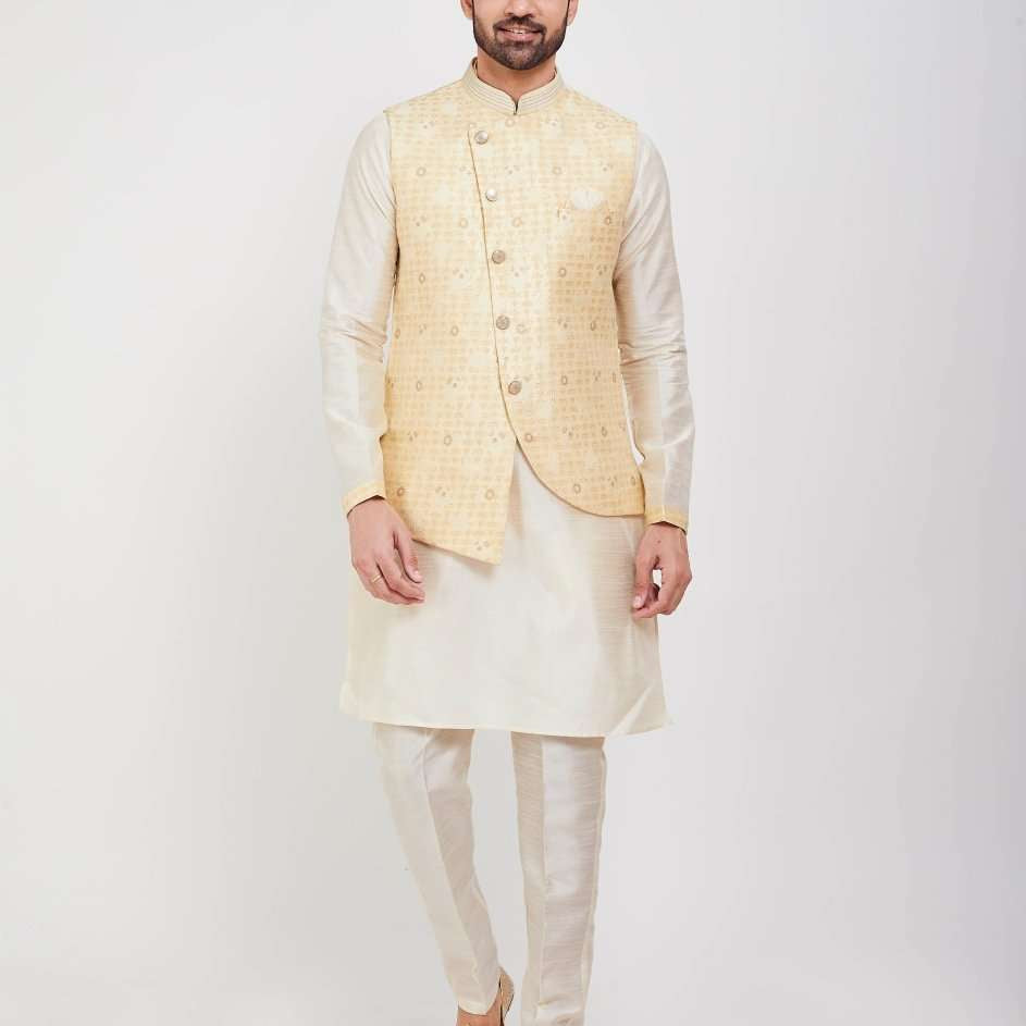 Self Brocade Kurtha Set