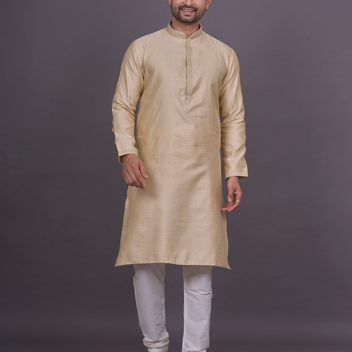 All Over Checks Jacquard Kurta Pyjama Set
