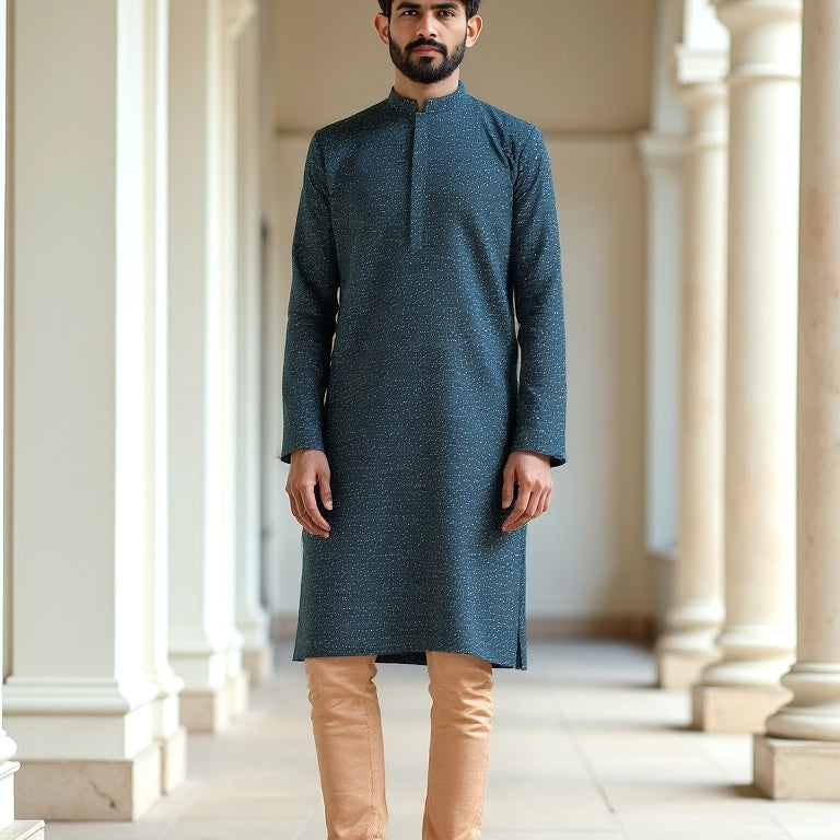 All Over Brocade Design Jacquard Party Wear Kurta with Pyjama Set