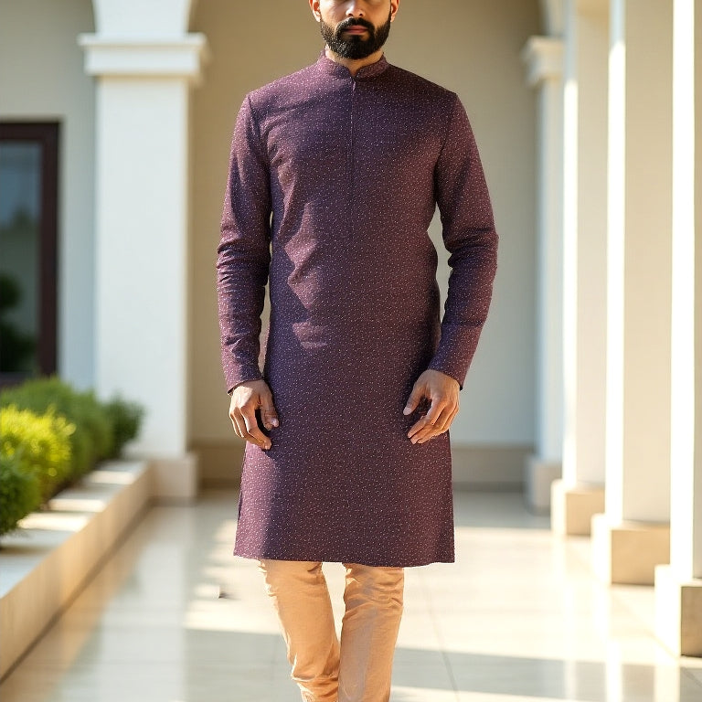 All Over Brocade Design Jacquard Party Wear Kurta with Pyjama Set
