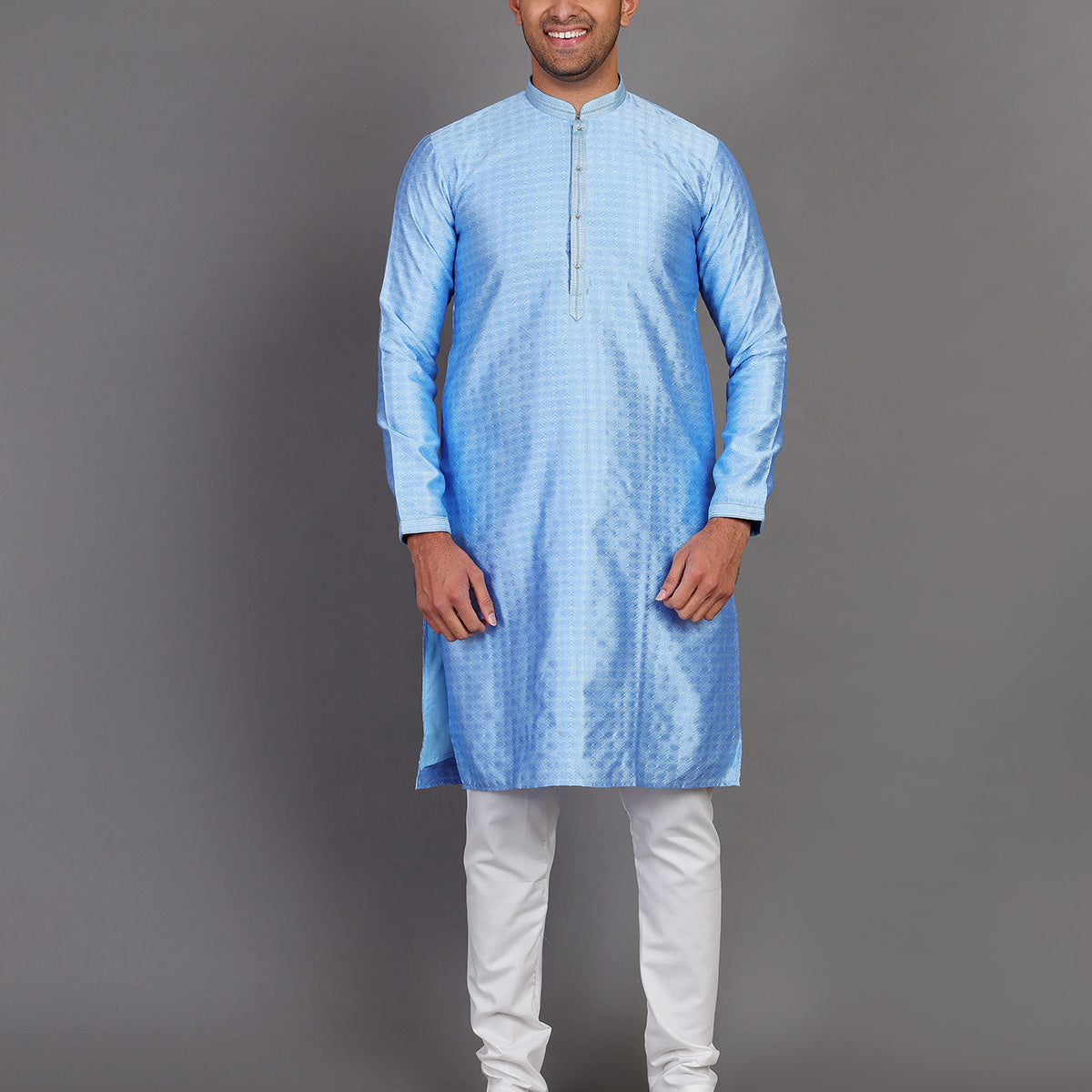All Over Self Design Stones work Soft Silk Kurta Set