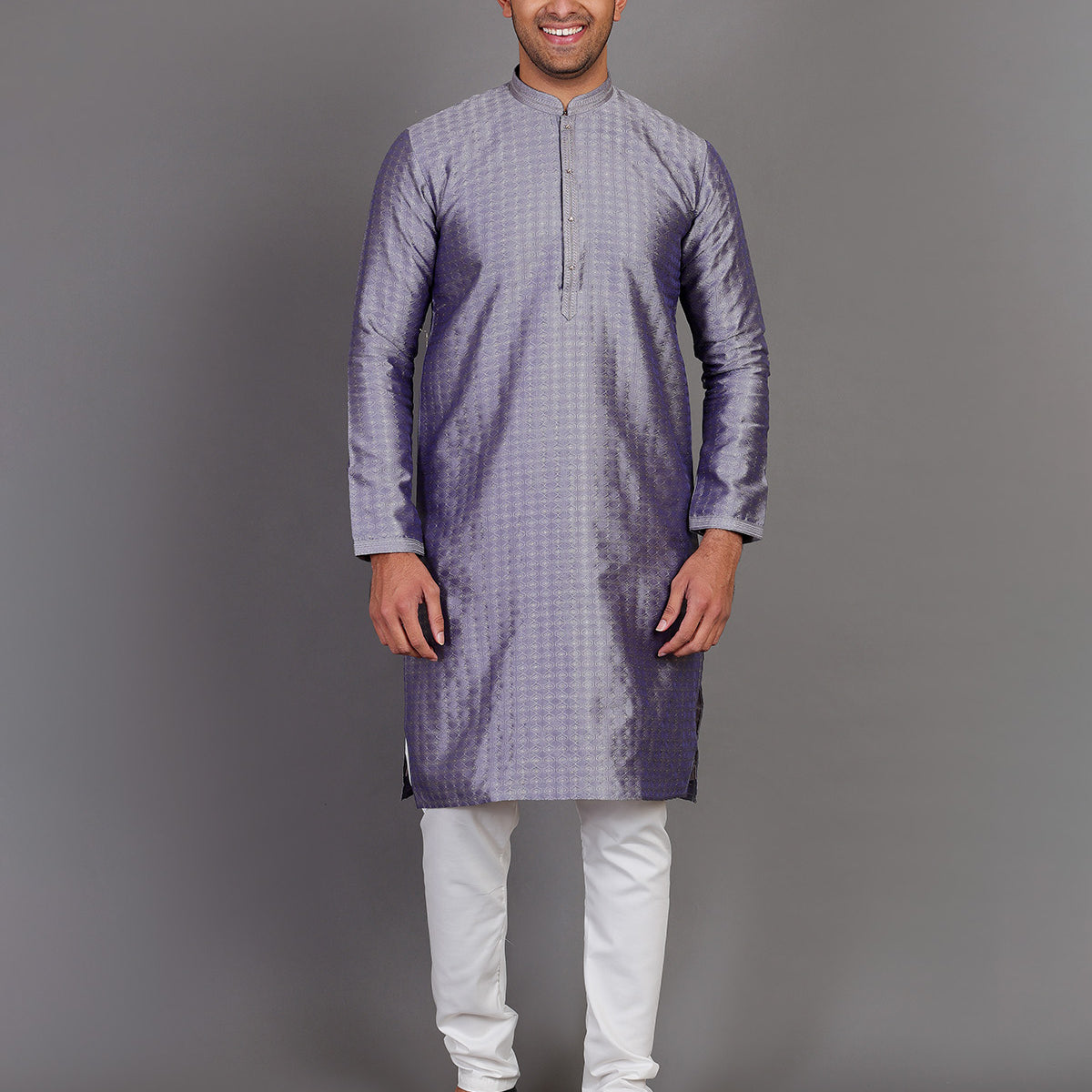 All Over Self Design Stones work Soft Silk Kurta Set