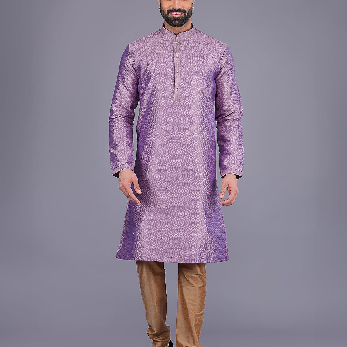 All Over Self Bootis and Weaving Soft Silk Kurta Set