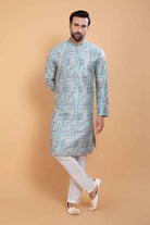 All Over Printed With Silk Zari Work Kurta Set
