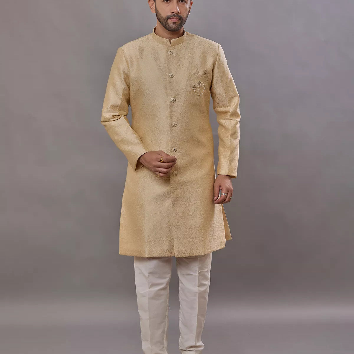 Self Weaving Design Jacquard Party Wear Semi Indo