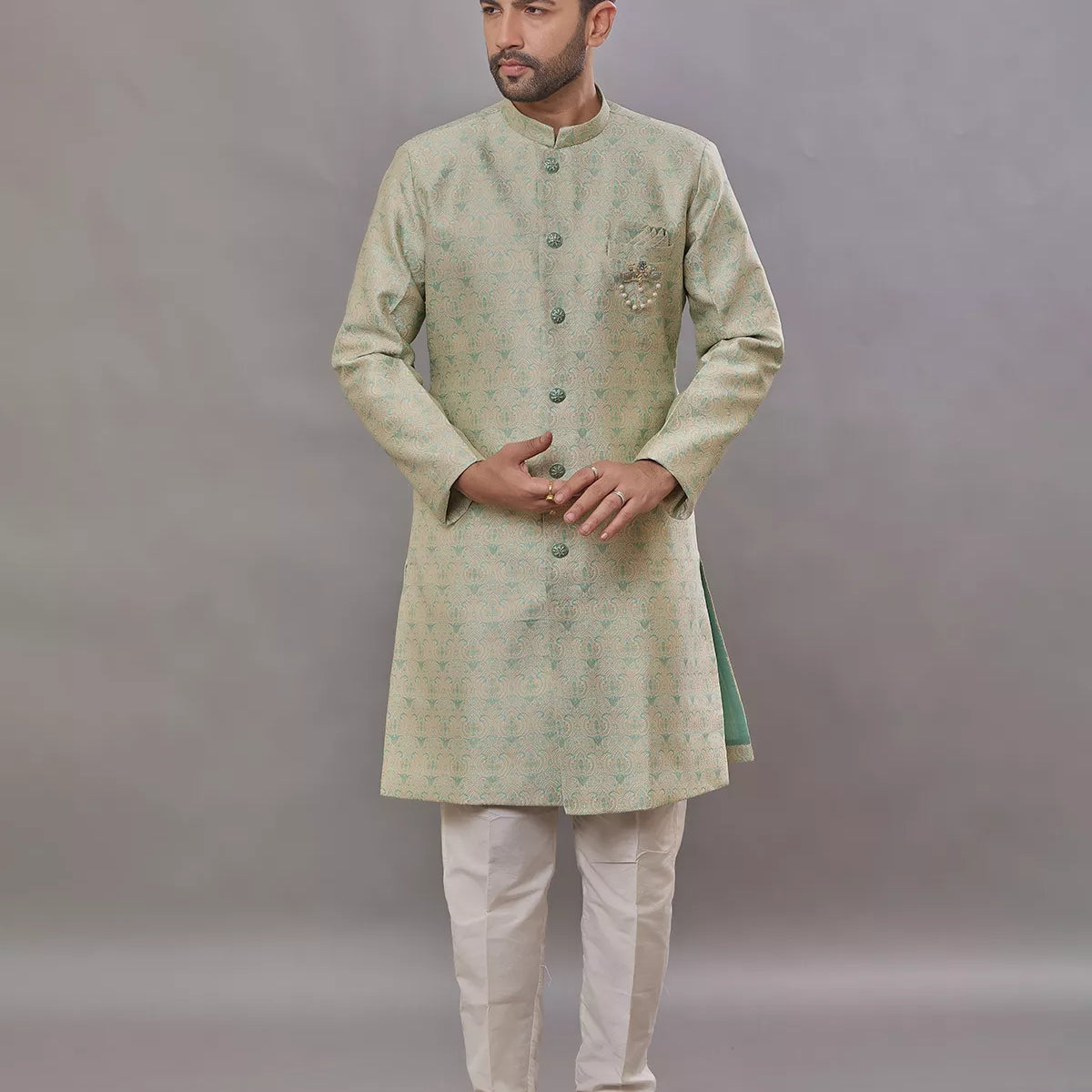 Self Weaving Design Jacquard Party Wear Semi Indo