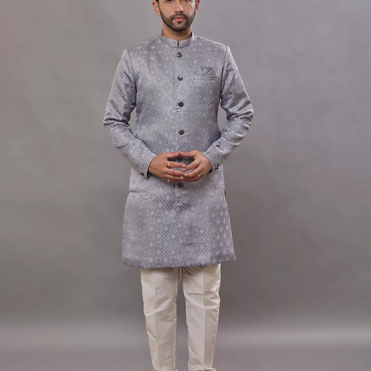 Imperial Floral Patterned Jacquard Semi-Indo Style