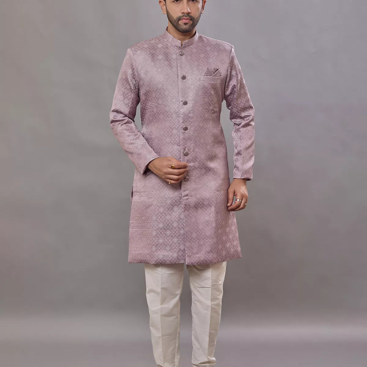 Imperial Floral Patterned Jacquard Semi-Indo Style