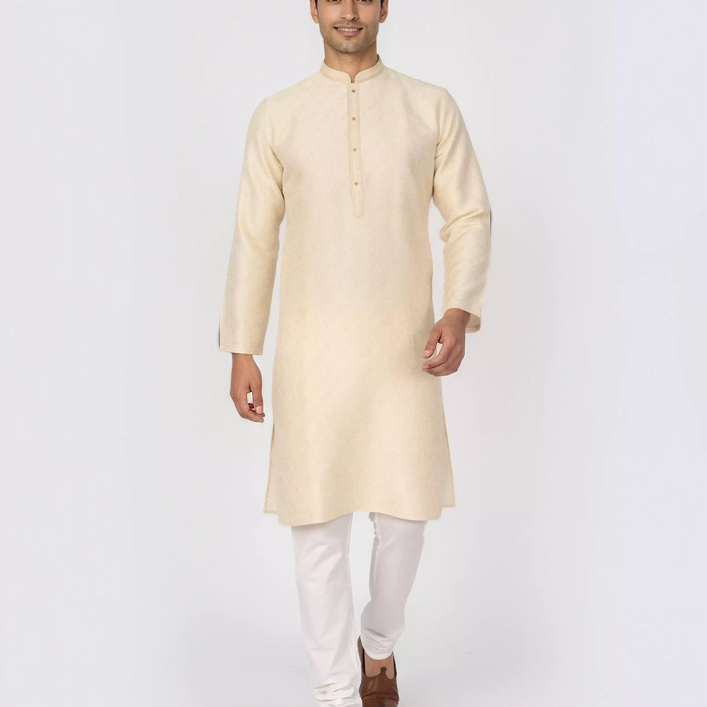 Men's Self Floral Weaving Jacquard Kurta Set