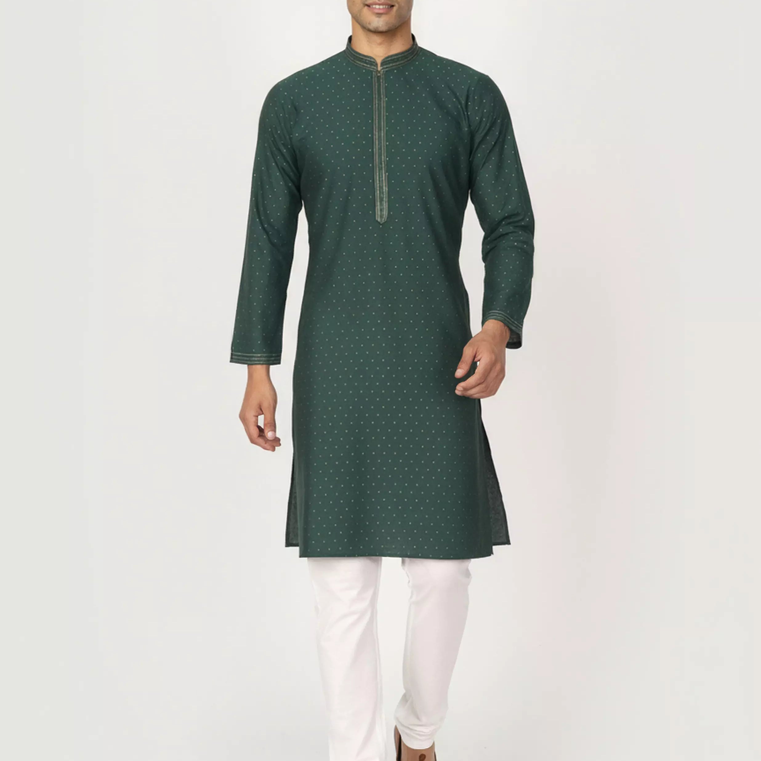 Self Thread with Zari Booti's Jacquard Kurta Pyjama Set