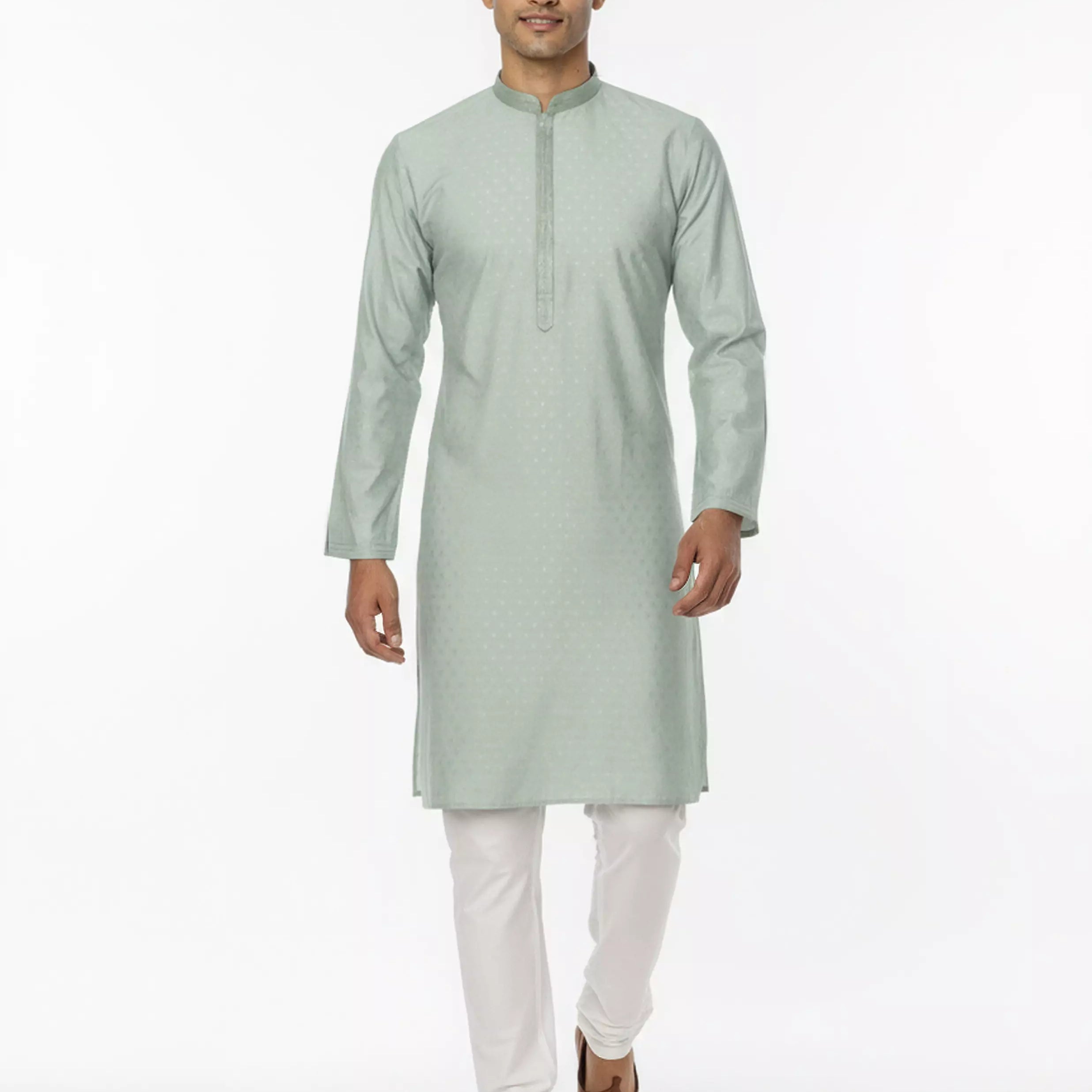 Self Thread with Zari Booti's Jacquard Kurta Pyjama Set