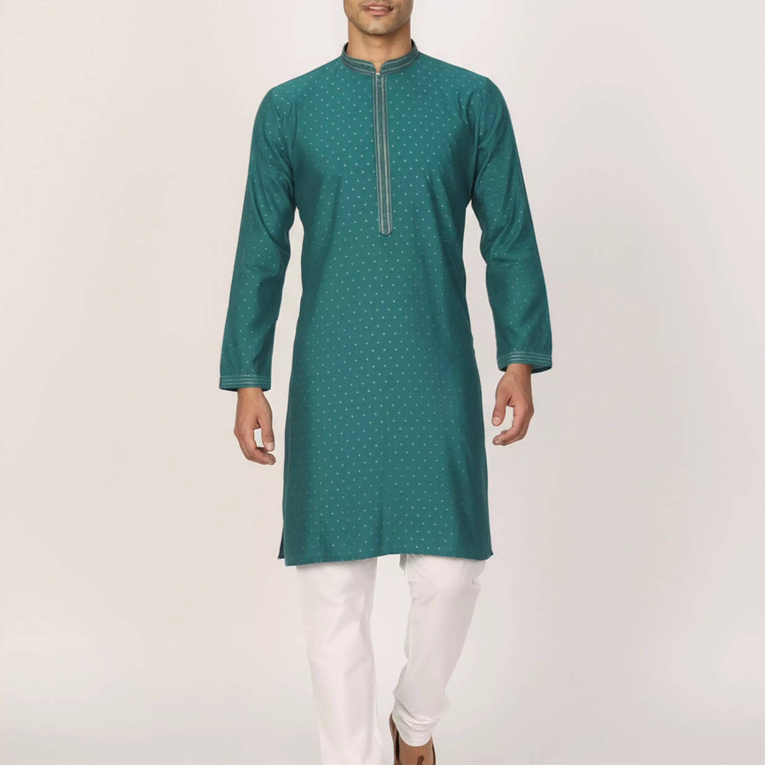 Self Thread with Zari Booti's Jacquard Kurta Pyjama Set