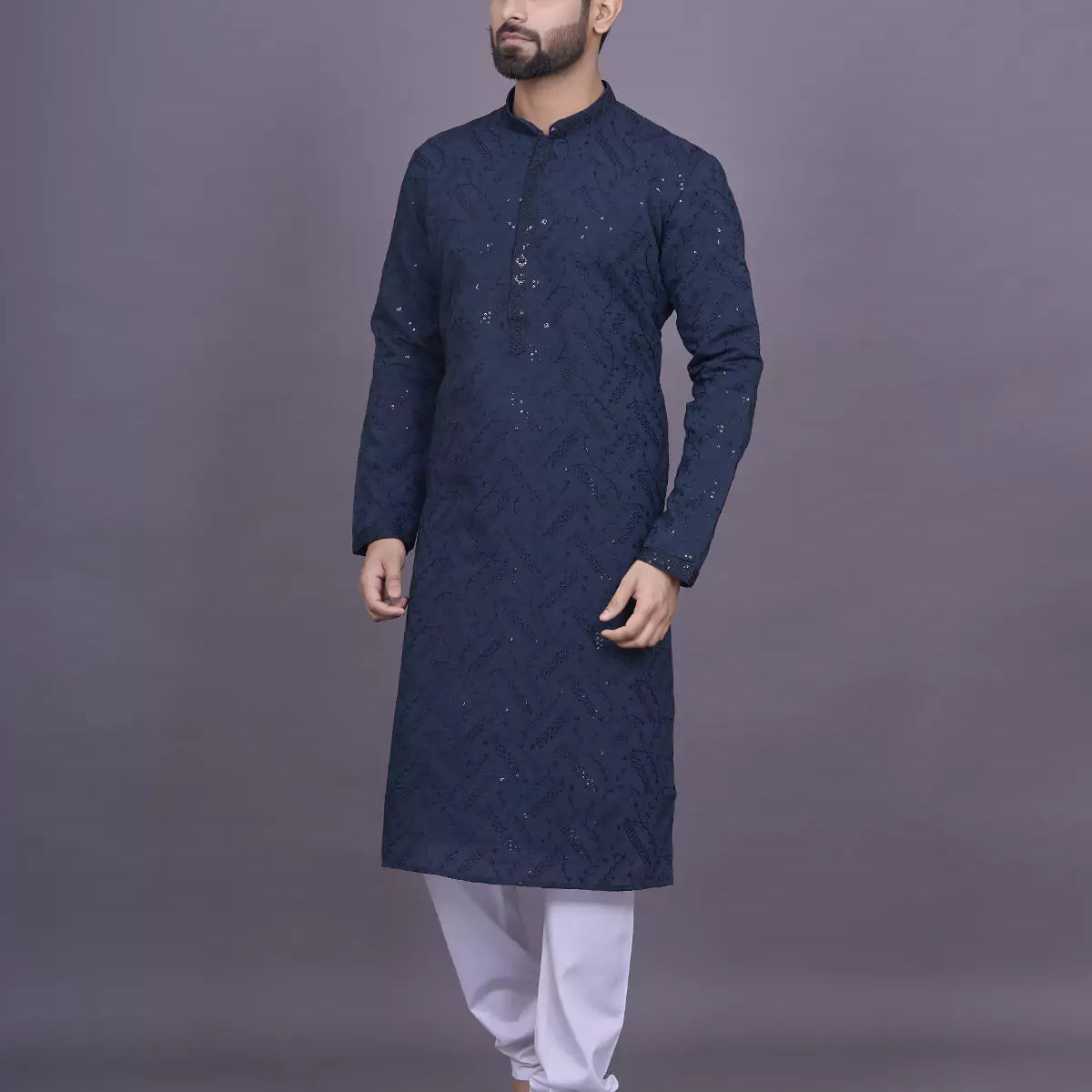 All Over Self Embellished work Georgette Kurta Pyjama Set