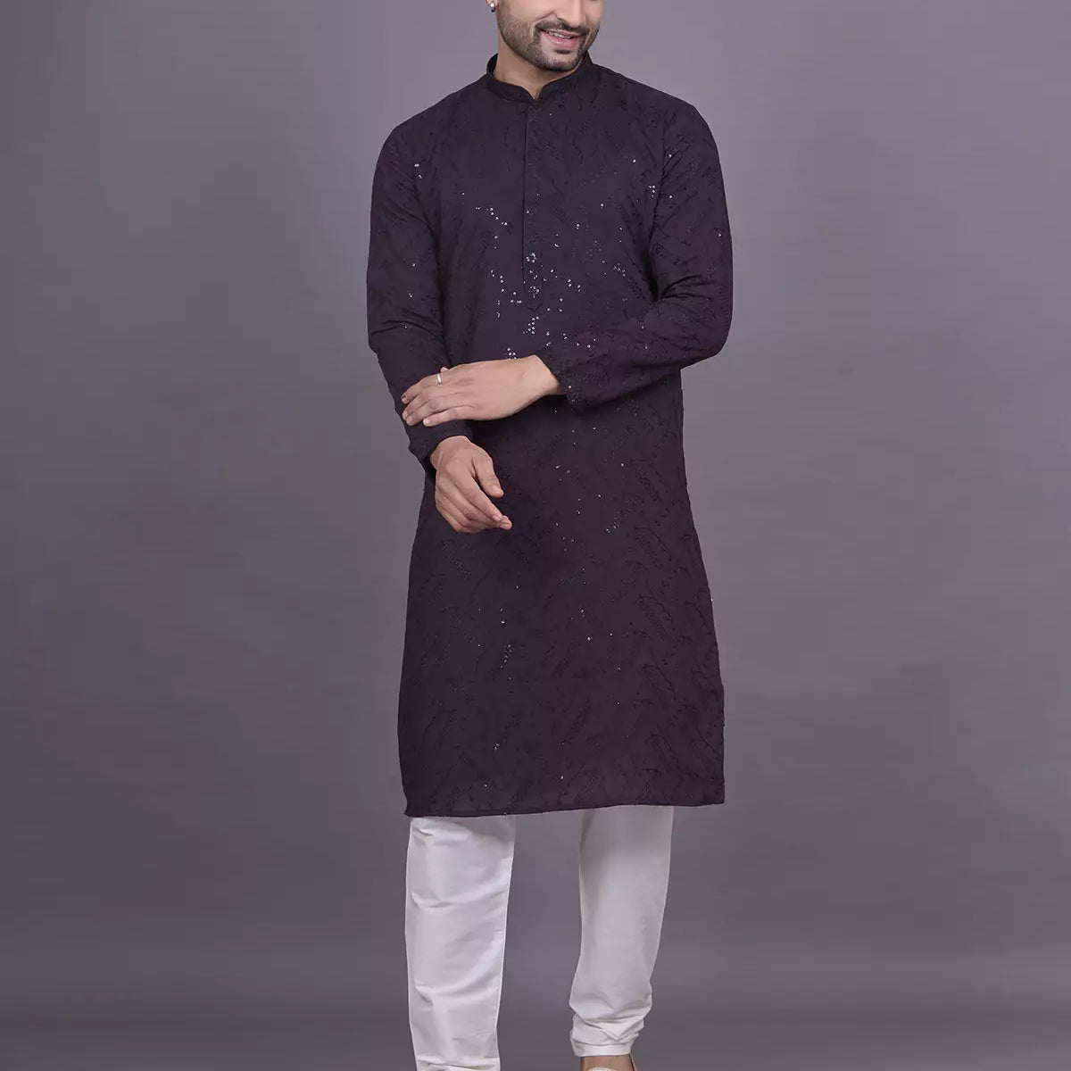 All Over Self Embellished work Georgette Kurta Pyjama Set