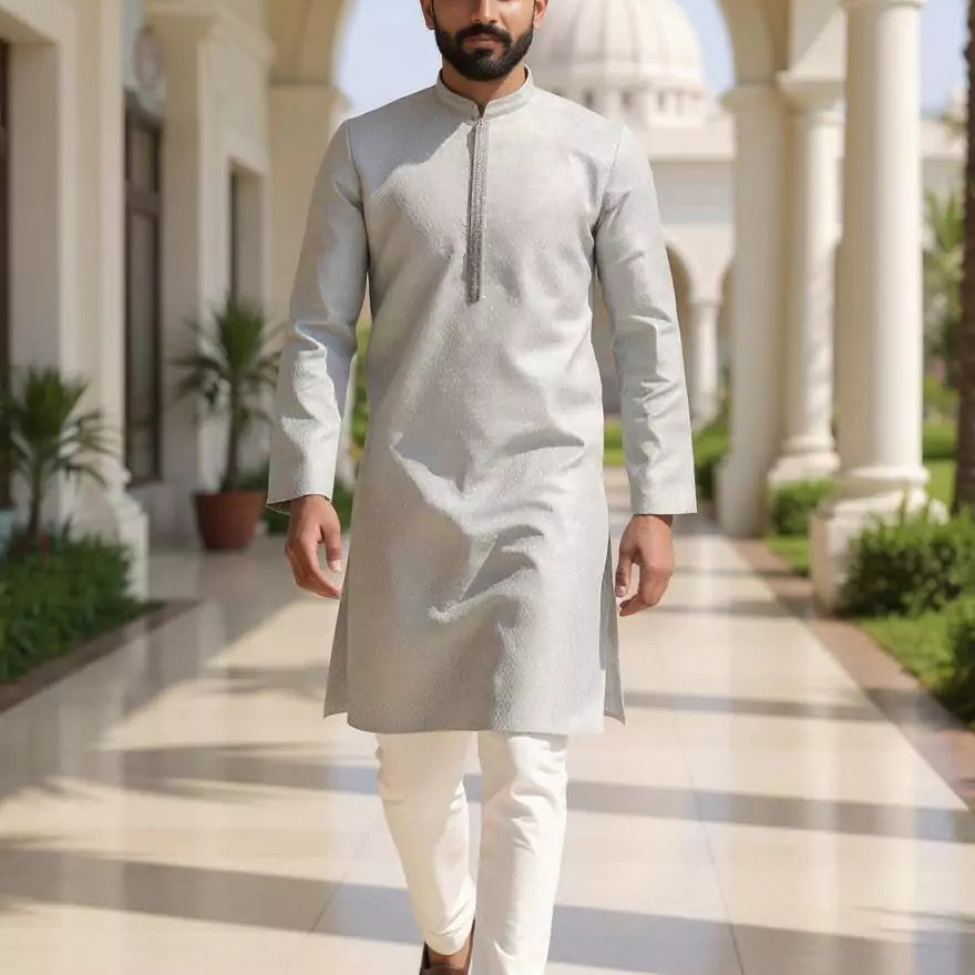 Men Self Design Jacquard Kurta Pyjama Set