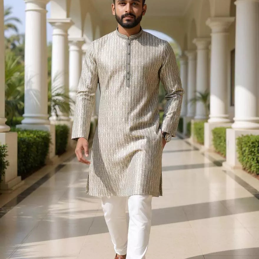 Jacquard Striped Sustainable Weaving Kurta Pyjama