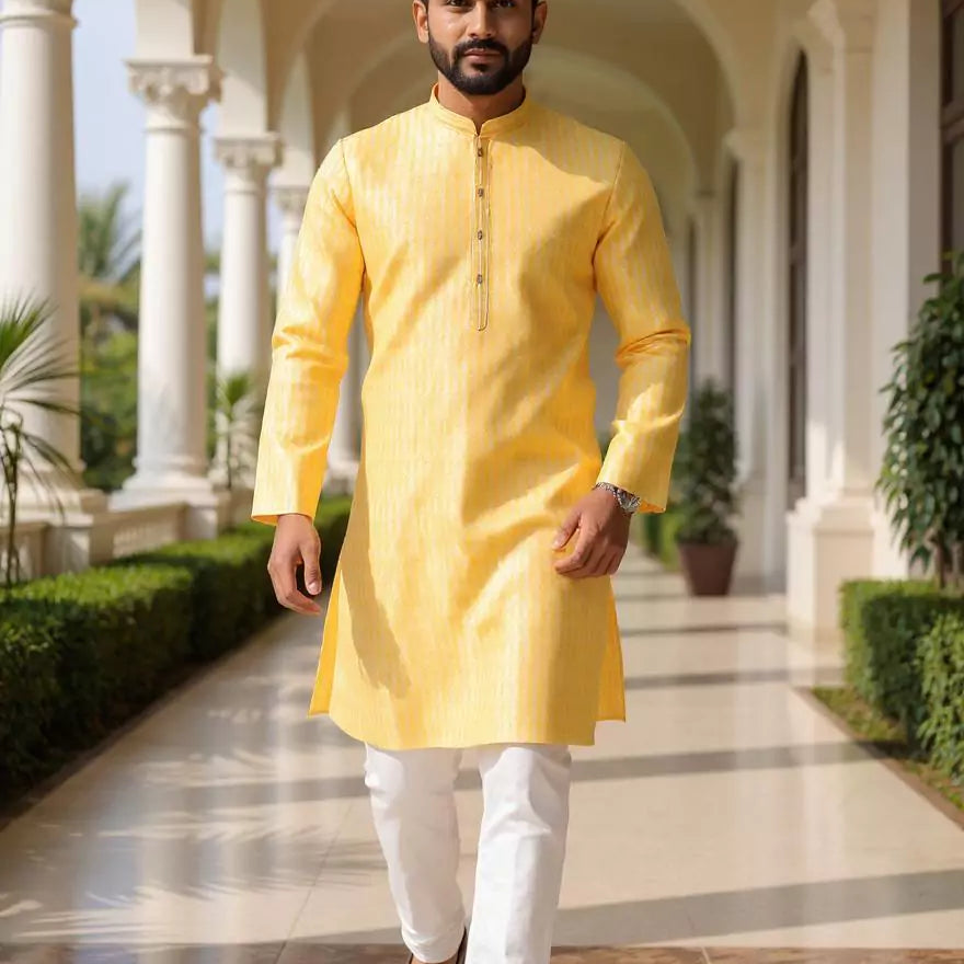 Jacquard Striped Sustainable Weaving Kurta Pyjama