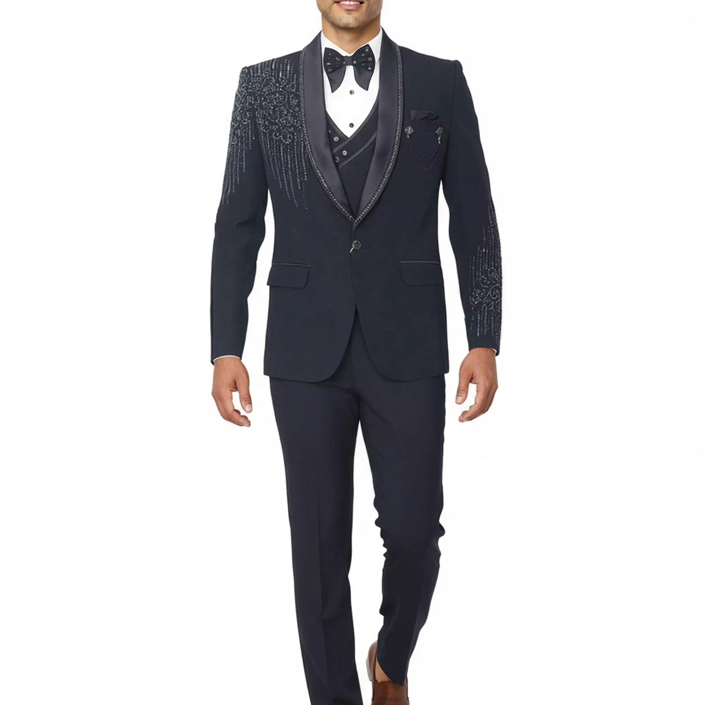 Polynosic Beads work 5 Pc Tuxido Designer Suit