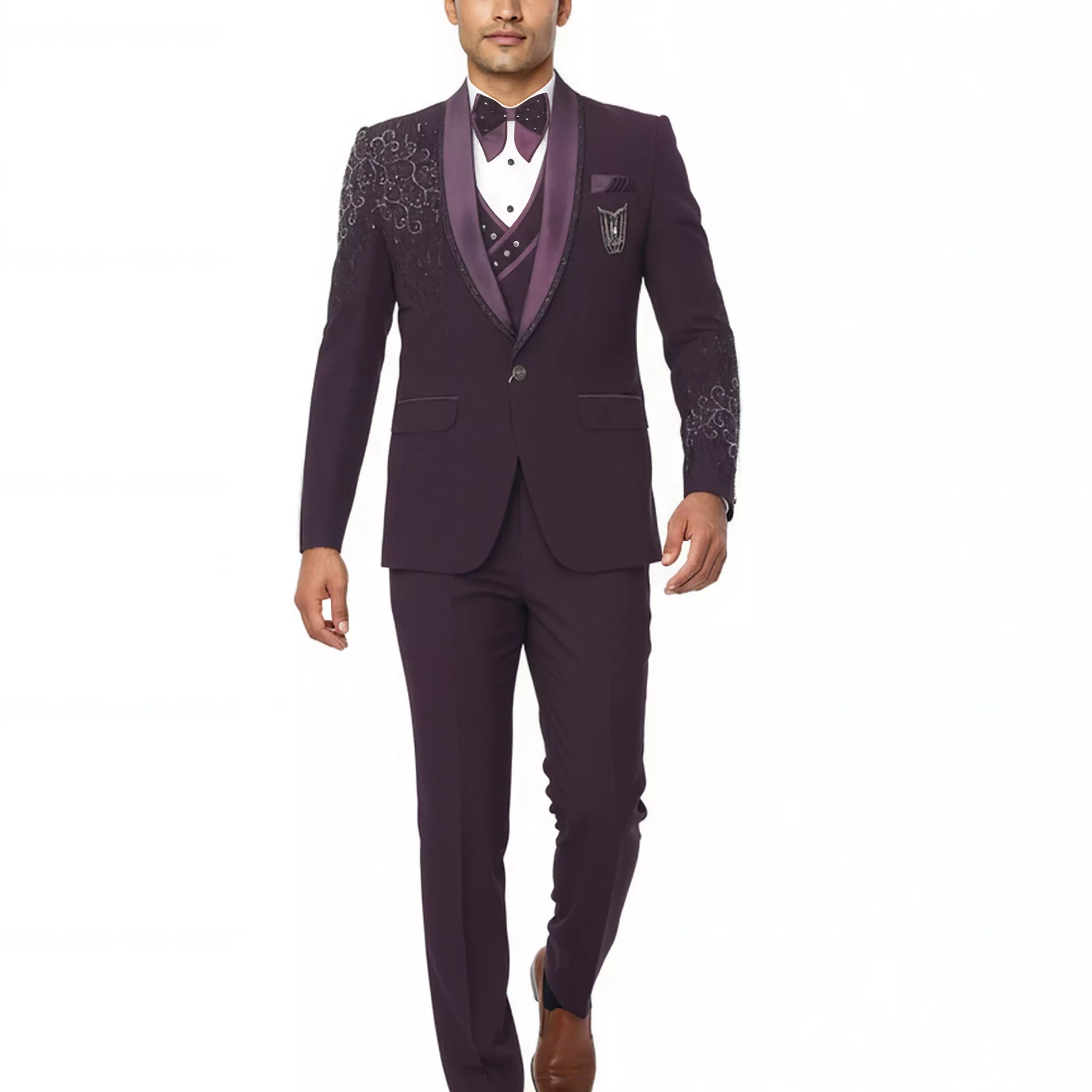 Polynosic Beads work 5 Pc Tuxido Designer Suit