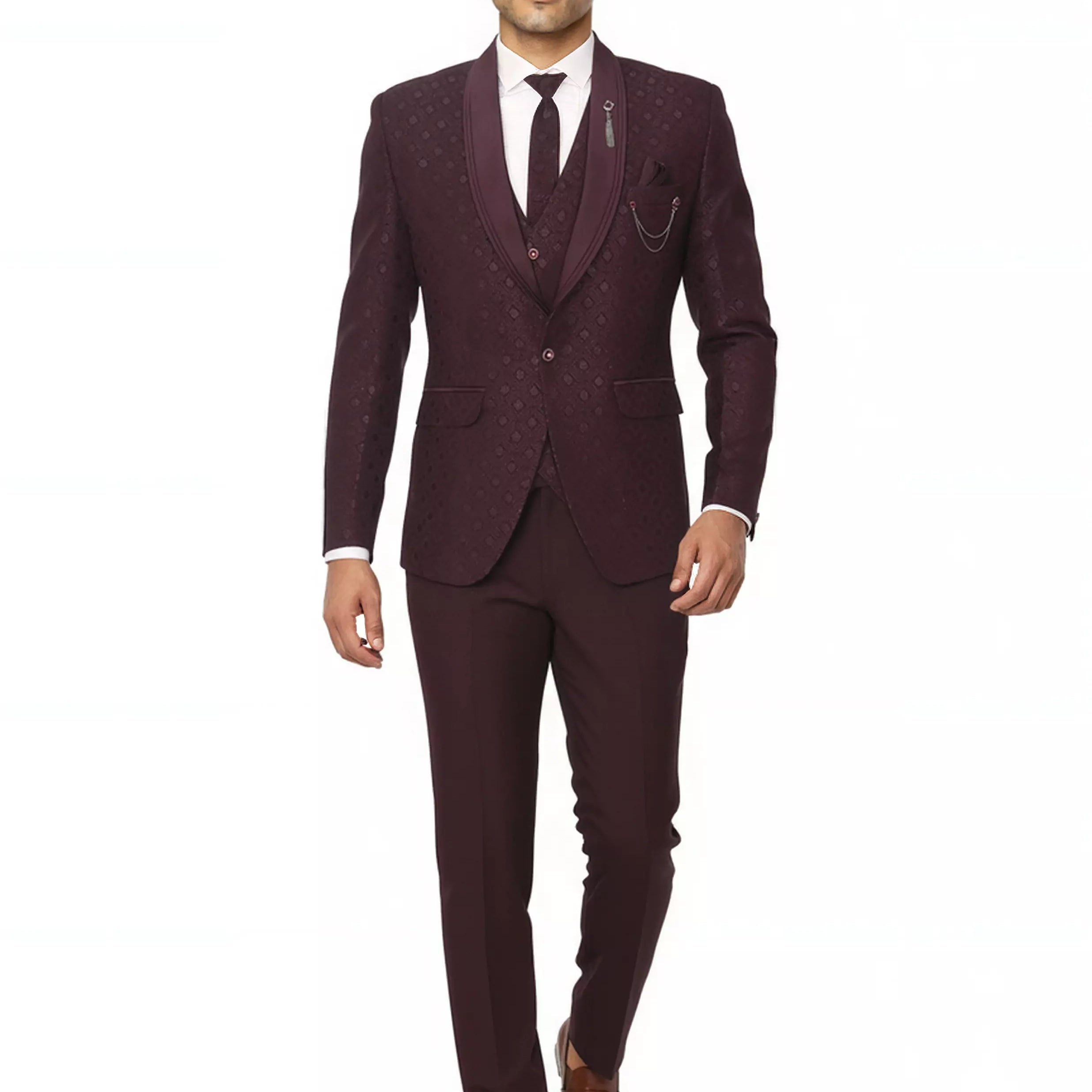 Jacquard Self Design Classy Designer Suit for Men