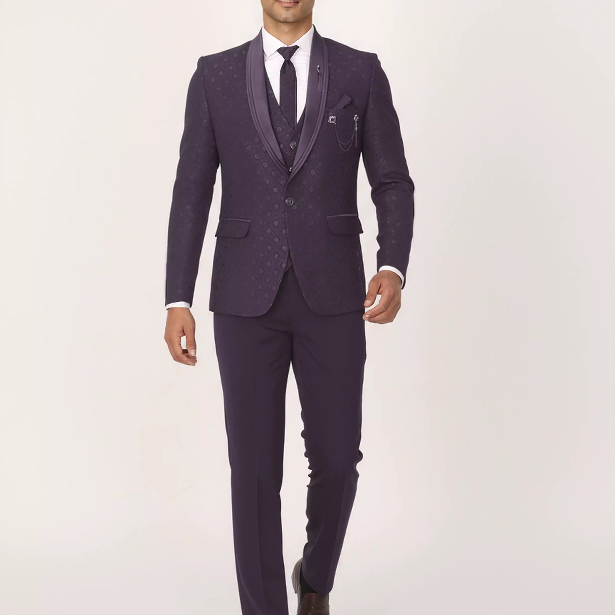 Jacquard Self Design Classy Designer Suit for Men