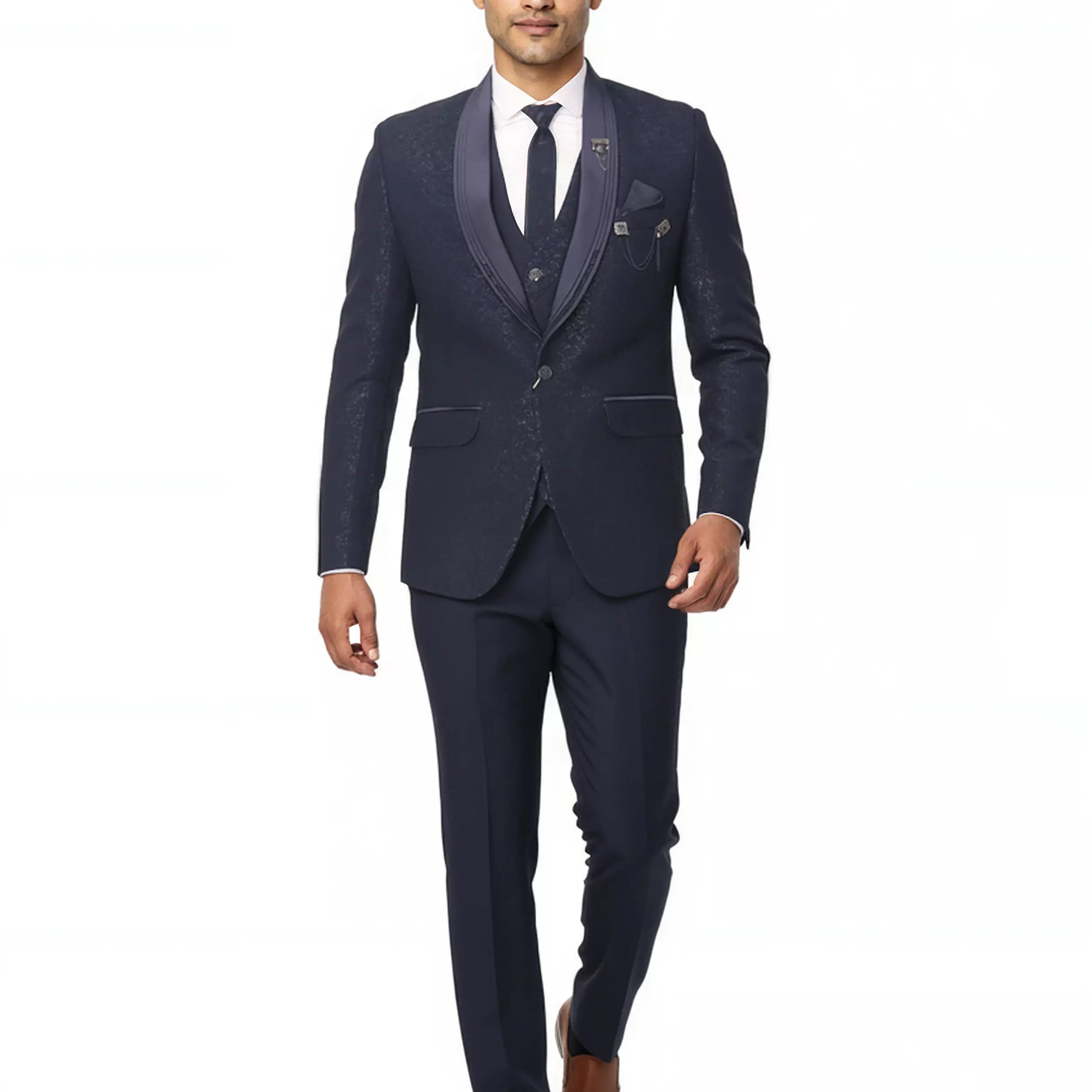 Self Floral Patterned Jacquard Designer Suit