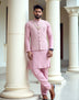 Stylish Floral Thread Embroidery Floral Milky Silk Kurta Jacket Set
