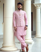 Stylish Floral Thread Embroidery Floral Milky Silk Kurta Jacket Set