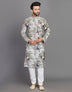 All Over Leaf & Birds Pattern Cotton Kurta Men