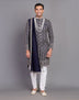 All Over Premium Thread Embroidery work Raw Silk Indo Western Set with Dupatta